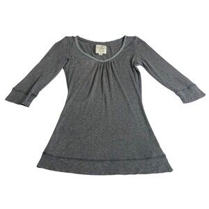 Heritage Top Juniors M Gray 3/4 Sleeve Lace Neck Y2K Bella Swan Fairy Long Hem